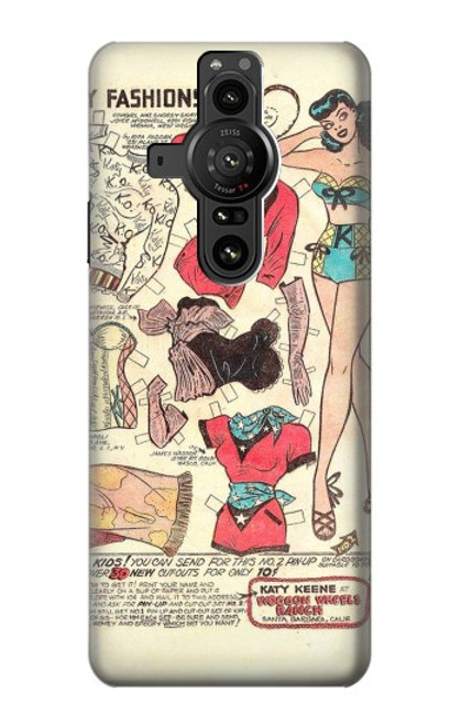 W3820 Vintage Cowgirl Fashion Paper Doll Funda Carcasa Case y Caso Del Tirón Funda para Sony Xperia Pro-I