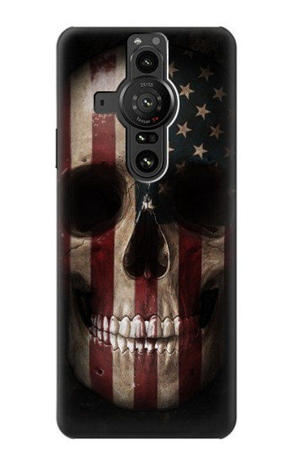 W3850 American Flag Skull Funda Carcasa Case y Caso Del Tirón Funda para Sony Xperia Pro-I