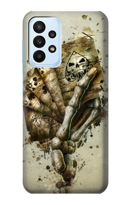 W0550 Skull Card Poker Funda Carcasa Case y Caso Del Tirón Funda para Samsung Galaxy A23