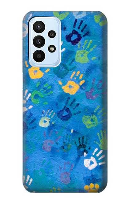 W3403 Hand Print Funda Carcasa Case y Caso Del Tirón Funda para Samsung Galaxy A23