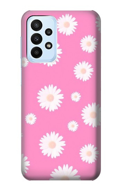 W3500 Pink Floral Pattern Funda Carcasa Case y Caso Del Tirón Funda para Samsung Galaxy A23