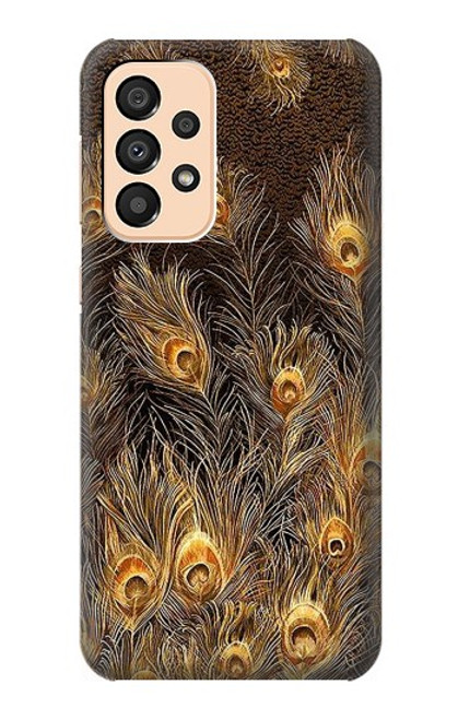 W3691 Gold Peacock Feather Funda Carcasa Case y Caso Del Tirón Funda para Samsung Galaxy A33 5G