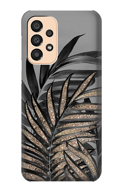 W3692 Gray Black Palm Leaves Funda Carcasa Case y Caso Del Tirón Funda para Samsung Galaxy A33 5G