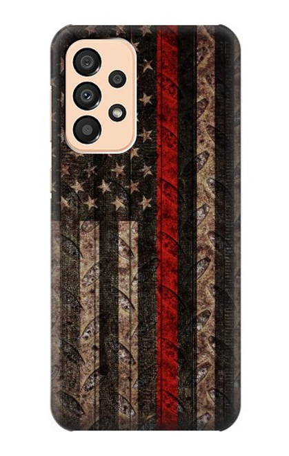 W3804 Fire Fighter Metal Red Line Flag Graphic Funda Carcasa Case y Caso Del Tirón Funda para Samsung Galaxy A33 5G