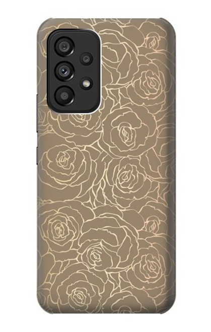 W3466 Gold Rose Pattern Funda Carcasa Case y Caso Del Tirón Funda para Samsung Galaxy A53 5G