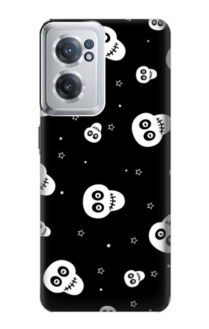 W3261 Smile Skull Halloween Pattern Funda Carcasa Case y Caso Del Tirón Funda para OnePlus Nord CE 2 5G