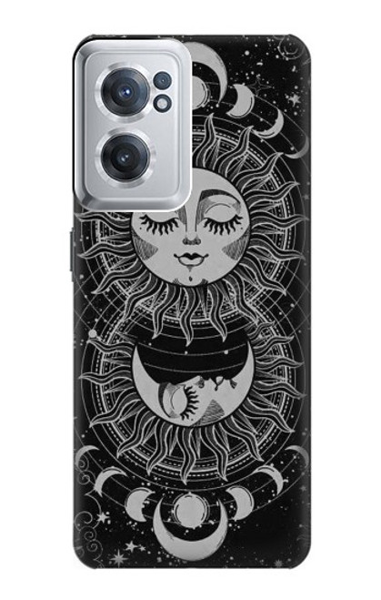 W3854 Mystical Sun Face Crescent Moon Funda Carcasa Case y Caso Del Tirón Funda para OnePlus Nord CE 2 5G