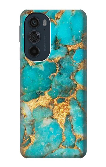 W2906 Aqua Turquoise Stone Funda Carcasa Case y Caso Del Tirón Funda para Motorola Edge 30 Pro