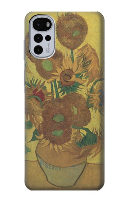 W0214 Van Gogh Vase Fifteen Sunflowers Funda Carcasa Case y Caso Del Tirón Funda para Motorola Moto G22