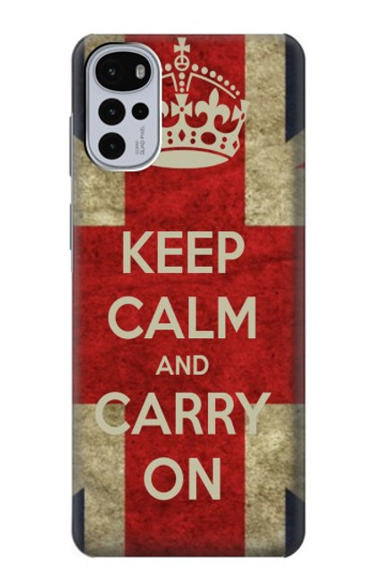 W0674 Keep Calm and Carry On Funda Carcasa Case y Caso Del Tirón Funda para Motorola Moto G22