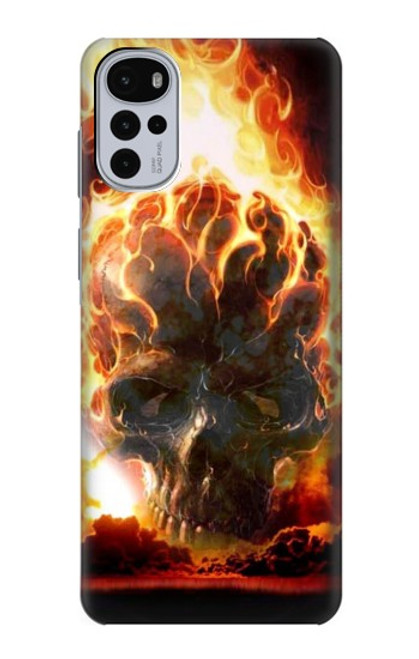 W0863 Hell Fire Skull Funda Carcasa Case y Caso Del Tirón Funda para Motorola Moto G22