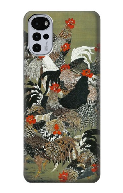 W2699 Ito Jakuchu Rooster Funda Carcasa Case y Caso Del Tirón Funda para Motorola Moto G22