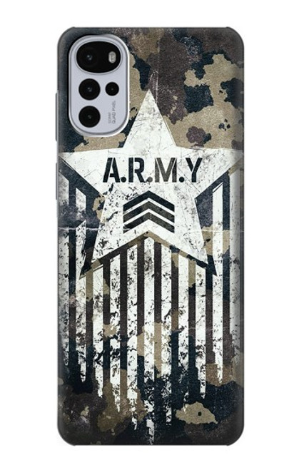 W3666 Army Camo Camouflage Funda Carcasa Case y Caso Del Tirón Funda para Motorola Moto G22