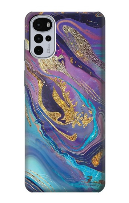 W3676 Colorful Abstract Marble Stone Funda Carcasa Case y Caso Del Tirón Funda para Motorola Moto G22