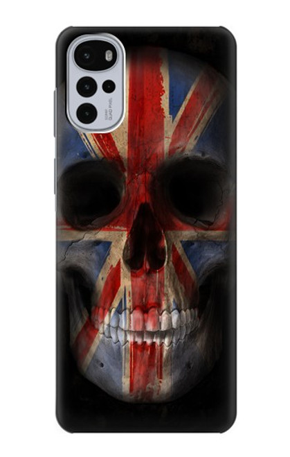 W3848 United Kingdom Flag Skull Funda Carcasa Case y Caso Del Tirón Funda para Motorola Moto G22