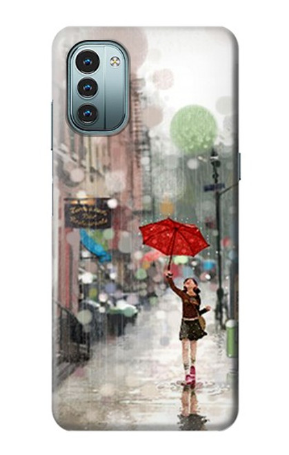W0108 Girl in The Rain Funda Carcasa Case y Caso Del Tirón Funda para Nokia G11, G21
