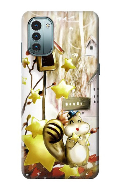 W0109 Cute Squirrel Cartoon Funda Carcasa Case y Caso Del Tirón Funda para Nokia G11, G21