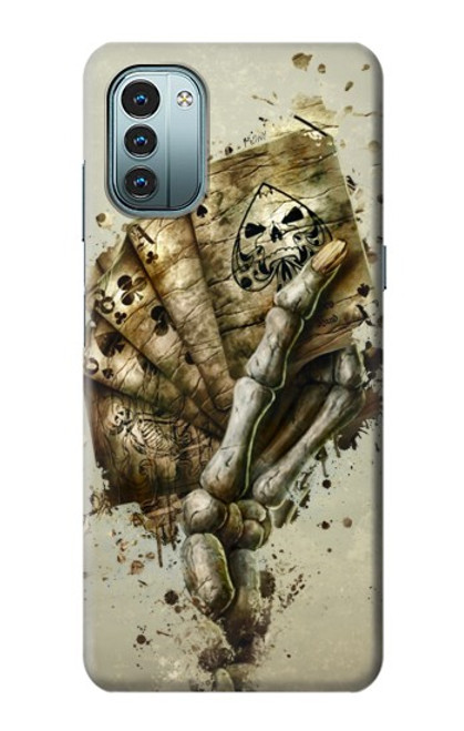 W0550 Skull Card Poker Funda Carcasa Case y Caso Del Tirón Funda para Nokia G11, G21