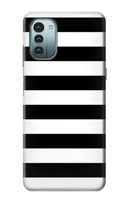 W1596 Black and White Striped Funda Carcasa Case y Caso Del Tirón Funda para Nokia G11, G21