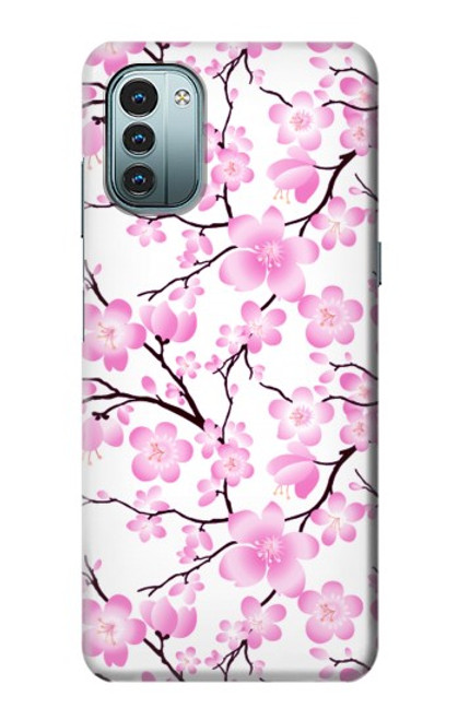 W1972 Sakura Cherry Blossoms Funda Carcasa Case y Caso Del Tirón Funda para Nokia G11, G21