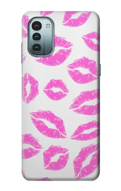 W2214 Pink Lips Kisses Funda Carcasa Case y Caso Del Tirón Funda para Nokia G11, G21