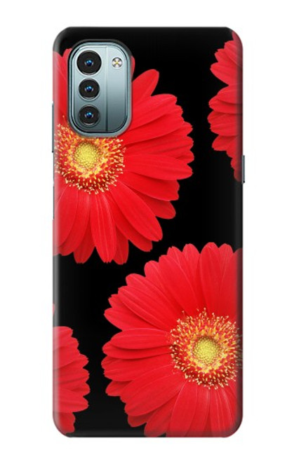 W2478 Red Daisy flower Funda Carcasa Case y Caso Del Tirón Funda para Nokia G11, G21