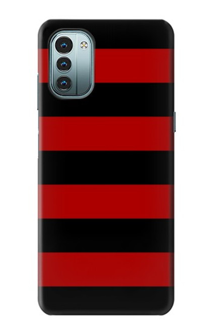 W2638 Black and Red Striped Funda Carcasa Case y Caso Del Tirón Funda para Nokia G11, G21