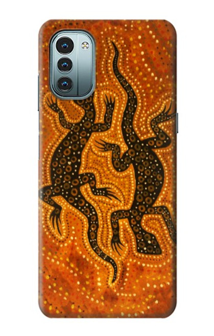 W2901 Lizard Aboriginal Art Funda Carcasa Case y Caso Del Tirón Funda para Nokia G11, G21