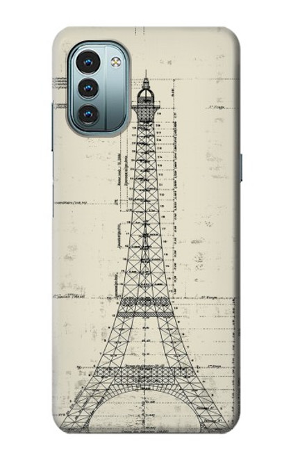 W3474 Eiffel Architectural Drawing Funda Carcasa Case y Caso Del Tirón Funda para Nokia G11, G21