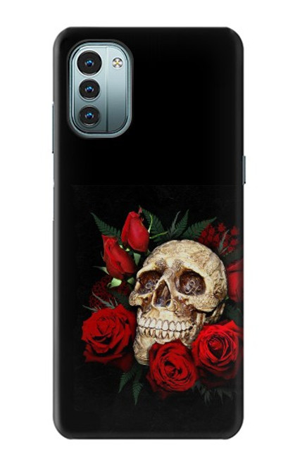 W3753 Dark Gothic Goth Skull Roses Funda Carcasa Case y Caso Del Tirón Funda para Nokia G11, G21