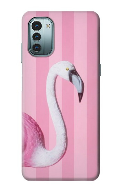 W3805 Flamingo Pink Pastel Funda Carcasa Case y Caso Del Tirón Funda para Nokia G11, G21