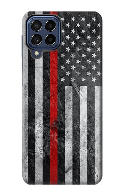 W3687 Firefighter Thin Red Line American Flag Funda Carcasa Case y Caso Del Tirón Funda para Samsung Galaxy M53