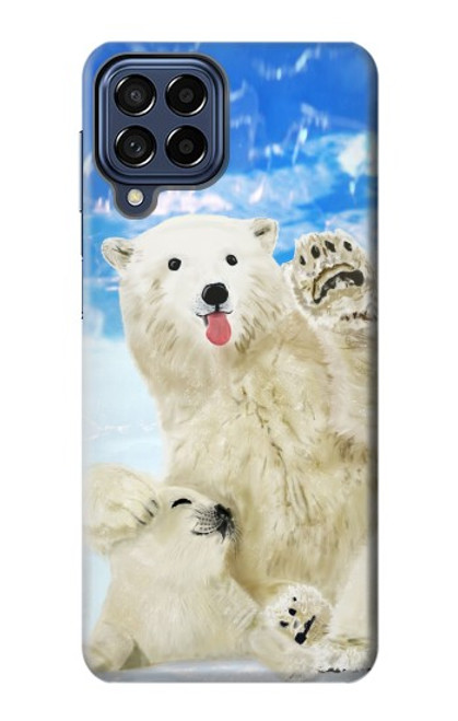 W3794 Arctic Polar Bear and Seal Paint Funda Carcasa Case y Caso Del Tirón Funda para Samsung Galaxy M53
