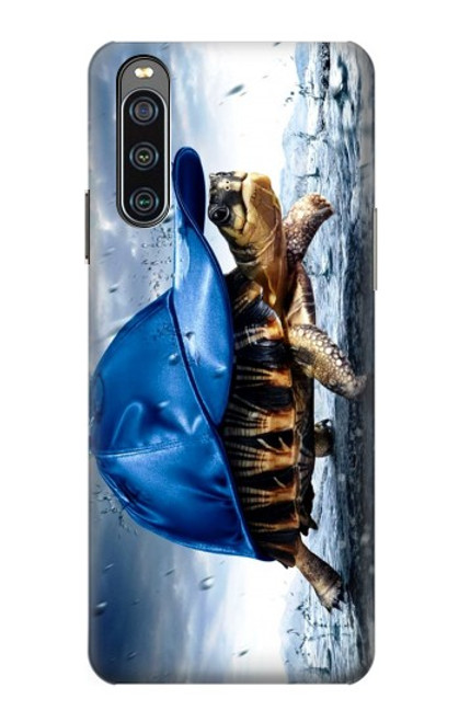 W0084 Turtle in the Rain Funda Carcasa Case y Caso Del Tirón Funda para Sony Xperia 10 IV