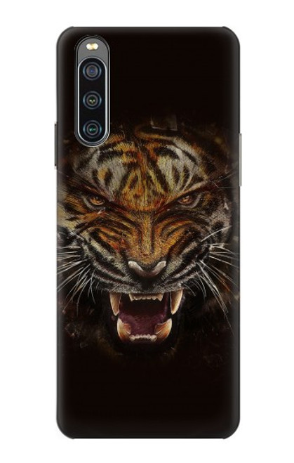 W0575 Tiger Face Funda Carcasa Case y Caso Del Tirón Funda para Sony Xperia 10 IV