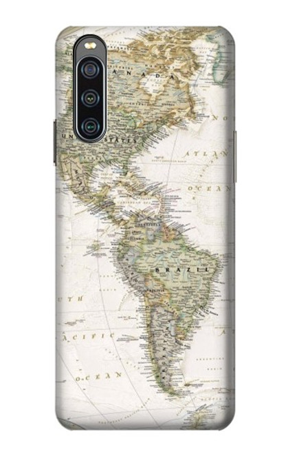 W0604 World Map Funda Carcasa Case y Caso Del Tirón Funda para Sony Xperia 10 IV