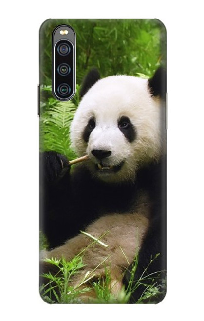 W1073 Panda Enjoy Eating Funda Carcasa Case y Caso Del Tirón Funda para Sony Xperia 10 IV