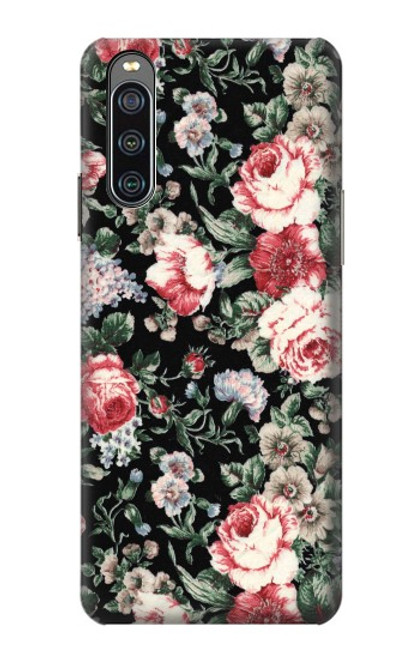 W2727 Vintage Rose Pattern Funda Carcasa Case y Caso Del Tirón Funda para Sony Xperia 10 IV