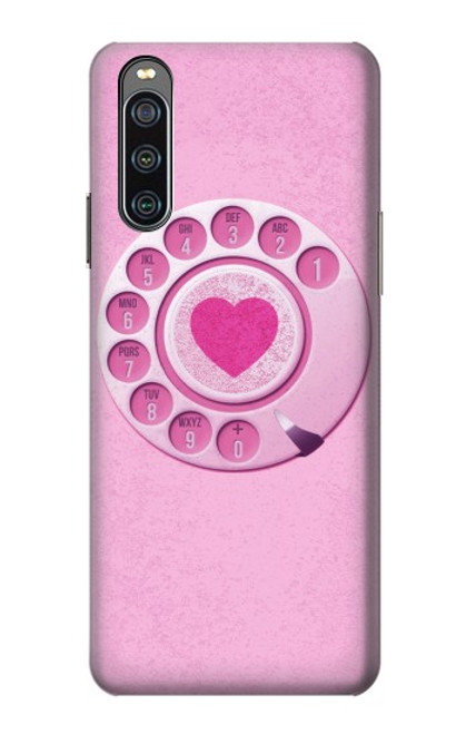 W2847 Pink Retro Rotary Phone Funda Carcasa Case y Caso Del Tirón Funda para Sony Xperia 10 IV