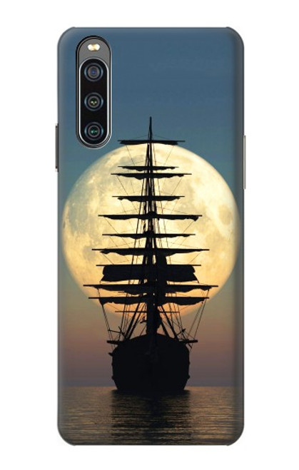 W2897 Pirate Ship Moon Night Funda Carcasa Case y Caso Del Tirón Funda para Sony Xperia 10 IV