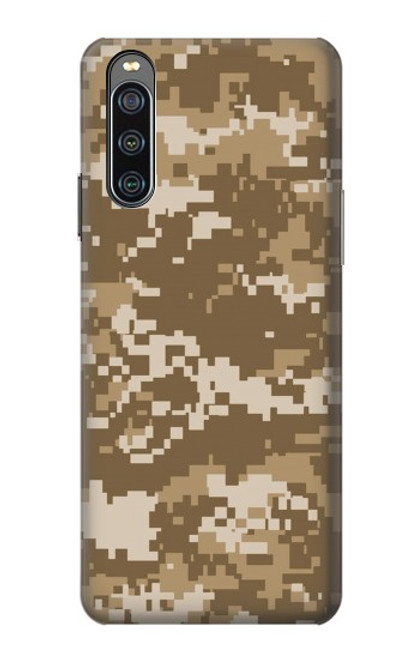 W3294 Army Desert Tan Coyote Camo Camouflage Funda Carcasa Case y Caso Del Tirón Funda para Sony Xperia 10 IV