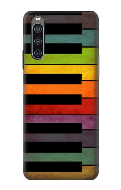 W3451 Colorful Piano Funda Carcasa Case y Caso Del Tirón Funda para Sony Xperia 10 IV