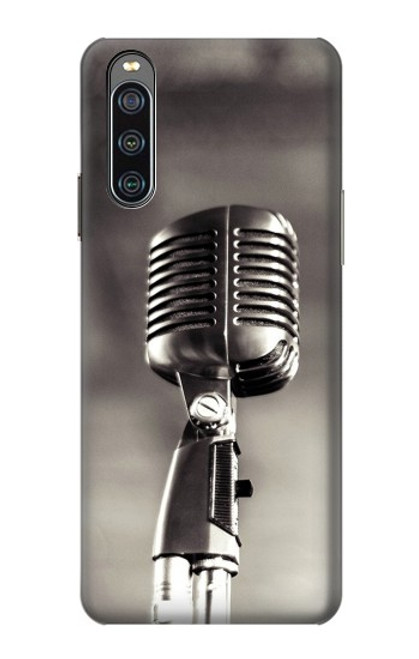 W3495 Vintage Microphone Funda Carcasa Case y Caso Del Tirón Funda para Sony Xperia 10 IV