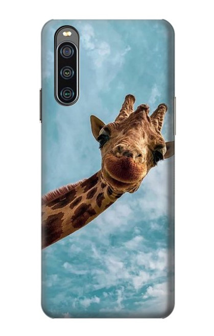 W3680 Cute Smile Giraffe Funda Carcasa Case y Caso Del Tirón Funda para Sony Xperia 10 IV