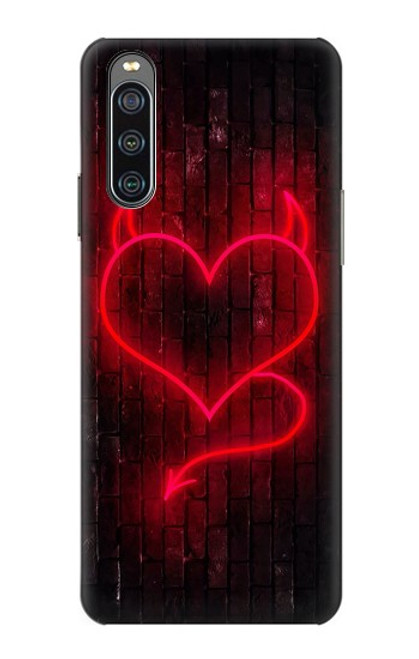 W3682 Devil Heart Funda Carcasa Case y Caso Del Tirón Funda para Sony Xperia 10 IV