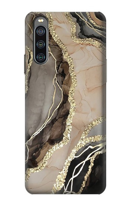 W3700 Marble Gold Graphic Printed Funda Carcasa Case y Caso Del Tirón Funda para Sony Xperia 10 IV