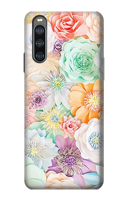 W3705 Pastel Floral Flower Funda Carcasa Case y Caso Del Tirón Funda para Sony Xperia 10 IV
