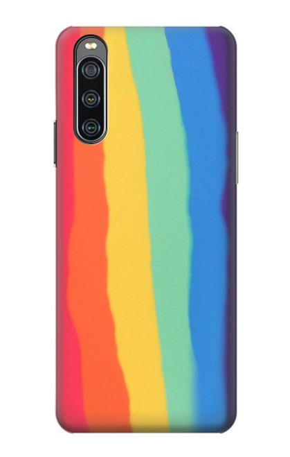 W3799 Cute Vertical Watercolor Rainbow Funda Carcasa Case y Caso Del Tirón Funda para Sony Xperia 10 IV