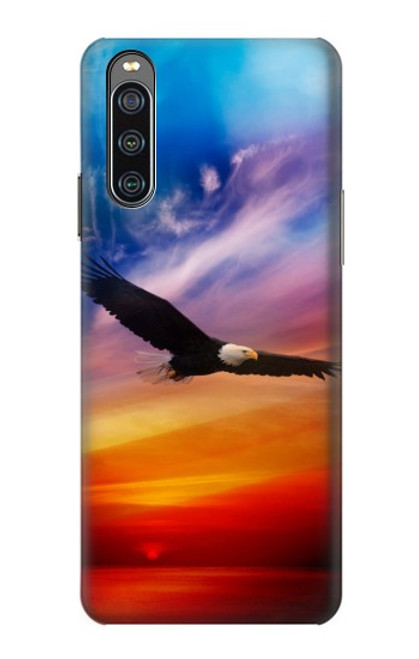 W3841 Bald Eagle Flying Colorful Sky Funda Carcasa Case y Caso Del Tirón Funda para Sony Xperia 10 IV