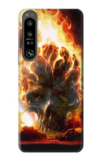 W0863 Hell Fire Skull Funda Carcasa Case y Caso Del Tirón Funda para Sony Xperia 1 IV